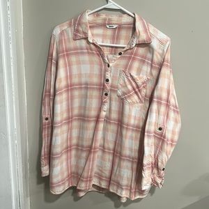 Pink and white flannel